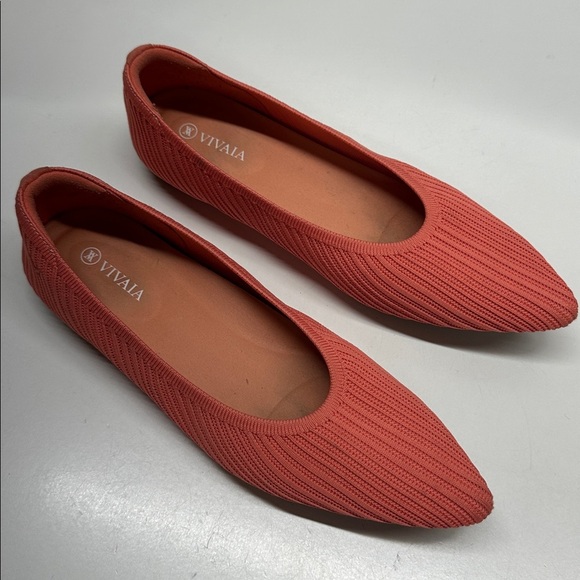 Vivaia Ballet Flats Aria 5° Pointed Toe Knit Shoes Salmon Pink Size 40.5 9 - 9.5 - Picture 3 of 11